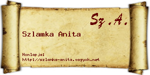Szlamka Anita névjegykártya